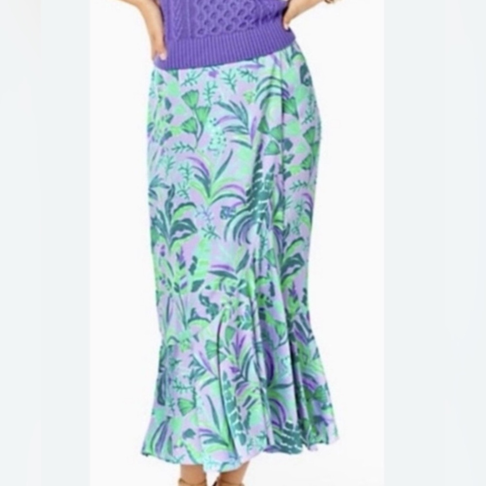 Lilly Pulitzer Britney Floral Midi Skirt in Lavender, Mint & Teal